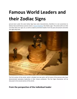 Famous World Leaders and their Zodiac Signs