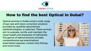 How to find the best Optical In Dubai
