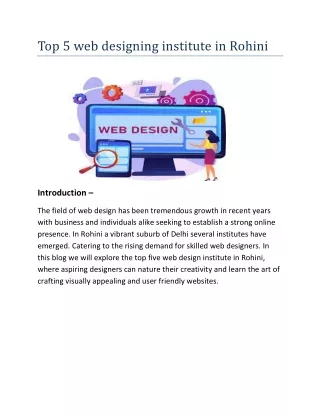 Top 5 web  design institute in Rohini