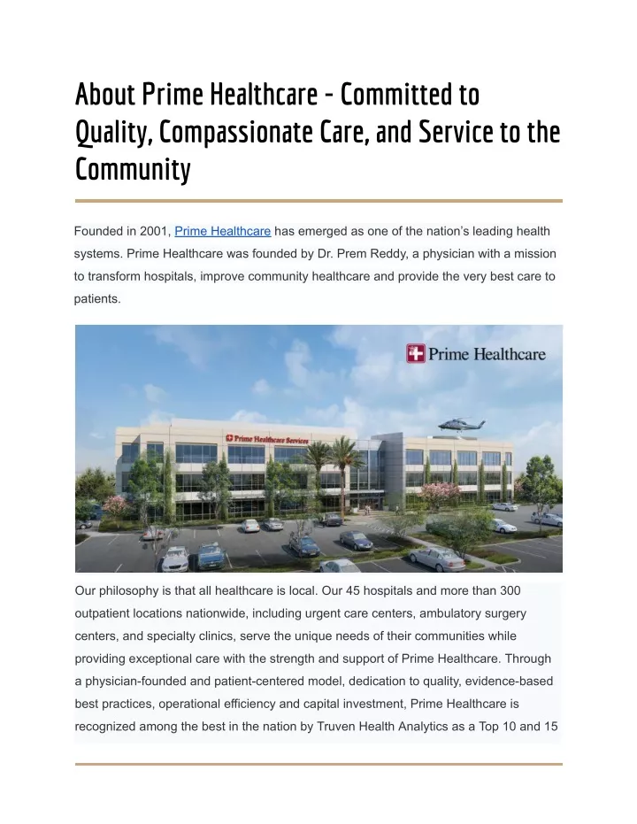 aboutprimehealthcare committedto quality