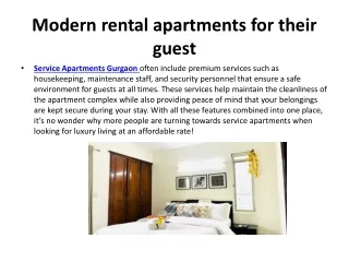 cost of renting the Service Apartments Delhi