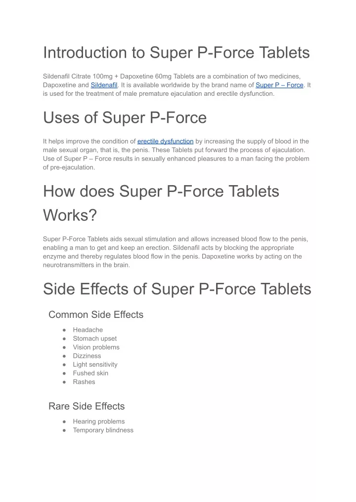 introduction to super p force tablets