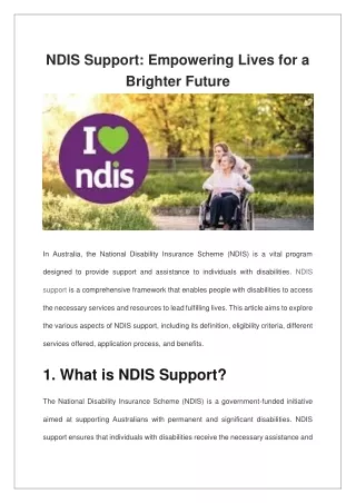 NDIS Support Empowering Lives for a Brighter Future