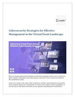 Cybersecurity Strategies for Effective Management in the Virtual Event Landscape