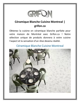 Céramique Blanche Cuisine Montreal grifon.ca