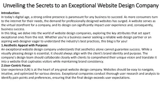unveiling the secrets to an exceptional website design company