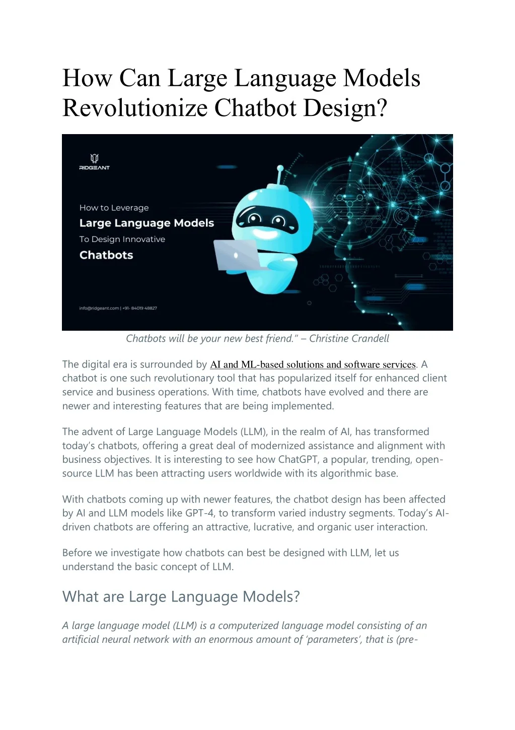 PPT - How Can Large Language Models Revolutionize Chatbot Design ...