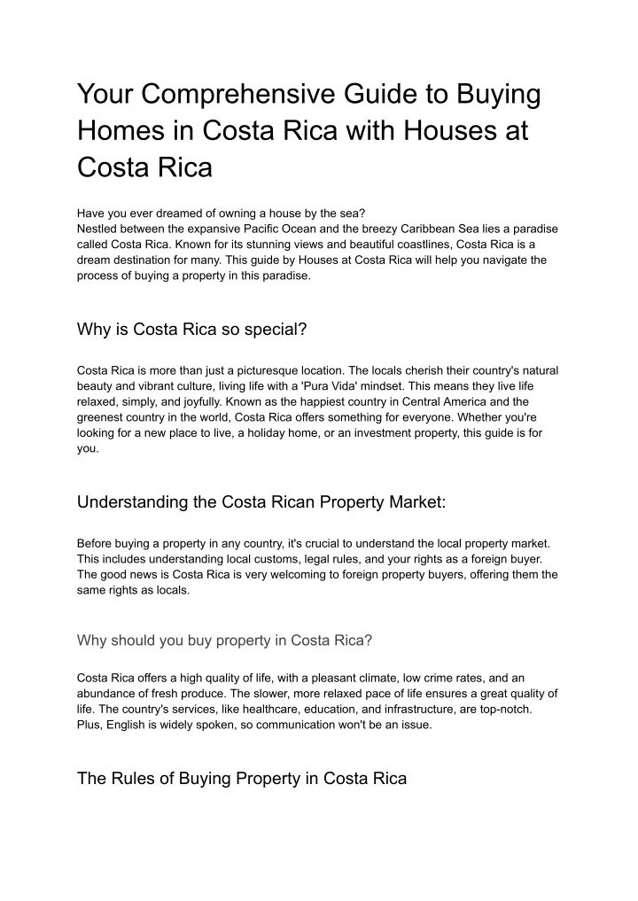 your comprehensive guide to buying homes in costa
