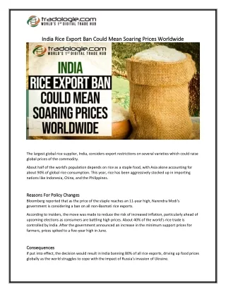 india rice export ban could mean soaring prices