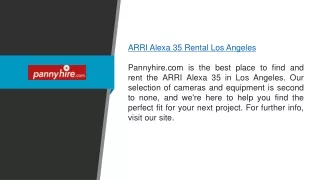 Arri Alexa 35 Rental Los Angeles  Pannyhire.com