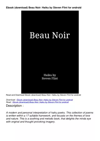 Ebook (download) Beau Noir: Haiku by Steven Flint for android