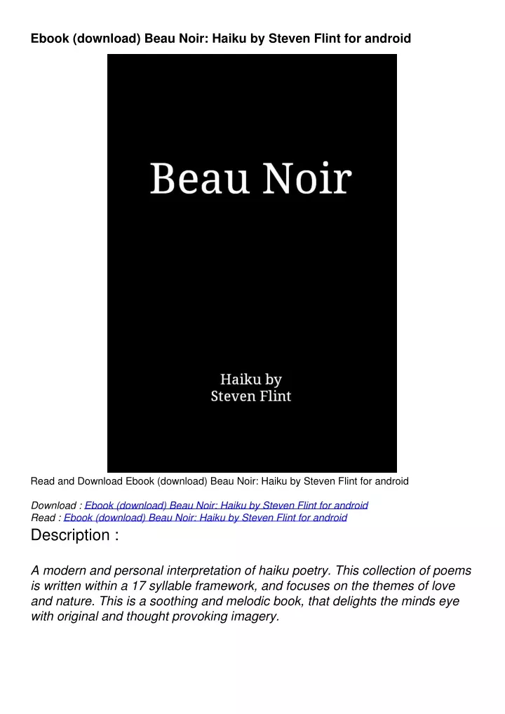 ebook download beau noir haiku by steven flint