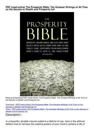 PDF (read online) The Prosperity Bible: The Greatest Writings of All Time on the Secrets to Wealth and Prosperity full