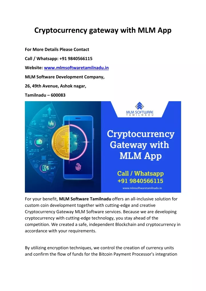 cryptocurrency gateway with mlm app