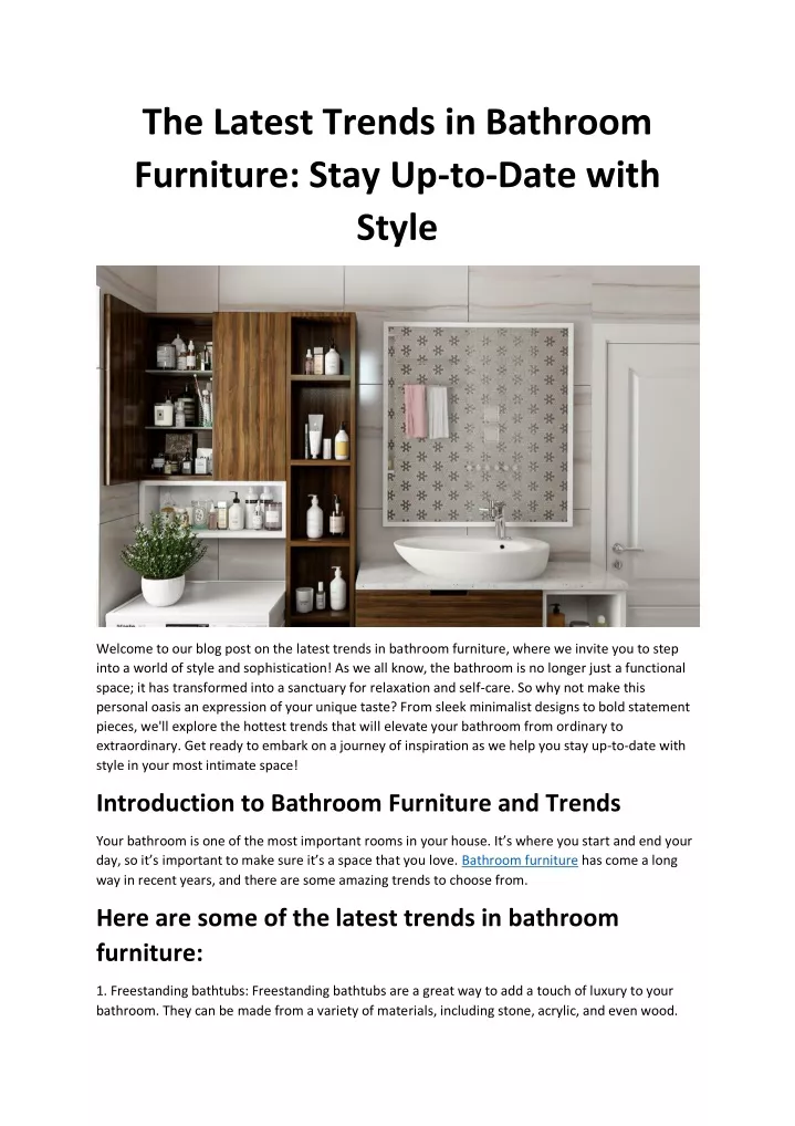 the latest trends in bathroom furniture stay