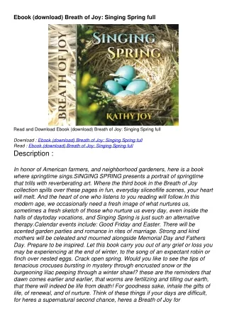 Ebook (download) Breath of Joy: Singing Spring full