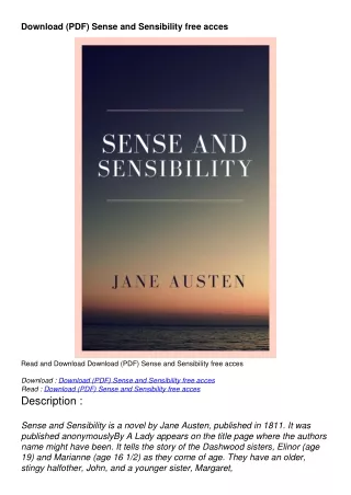 Download (PDF) Sense and Sensibility free acces
