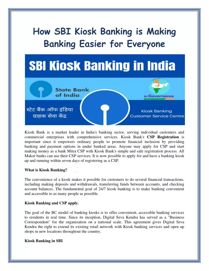 how sbi kiosk banking is making banking easier