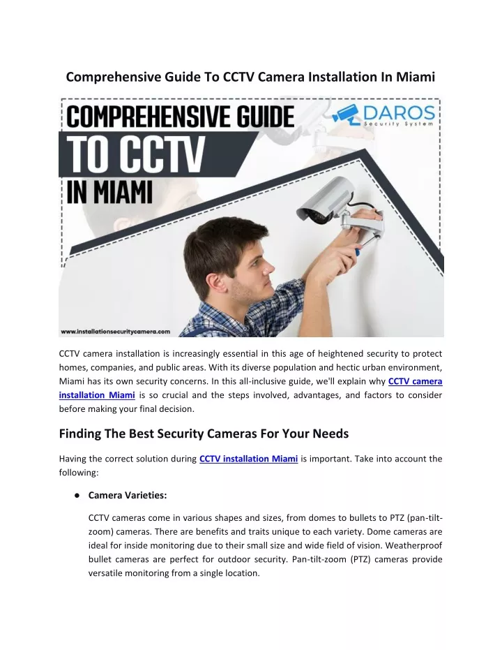 comprehensive guide to cctv camera installation