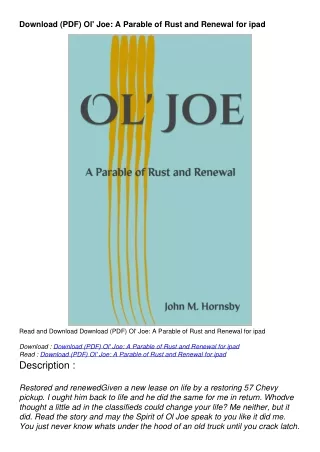 Download (PDF) Ol' Joe: A Parable of Rust and Renewal for ipad