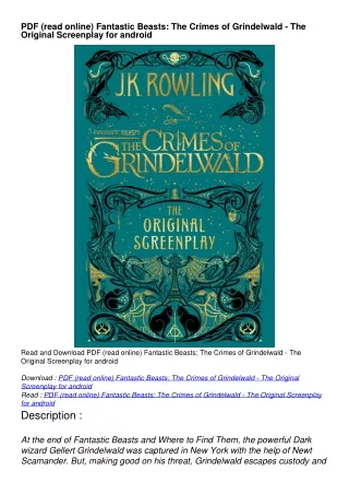 PDF (read online) Fantastic Beasts: The Crimes of Grindelwald - The Original Screenplay for android