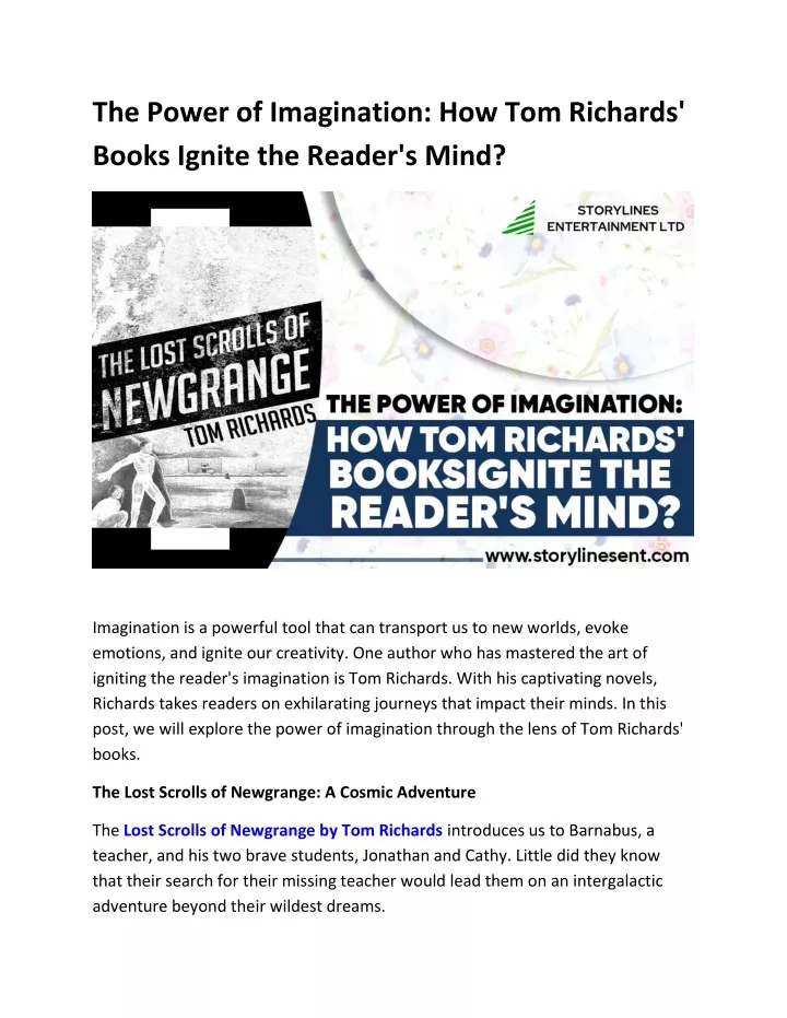the power of imagination how tom richards books