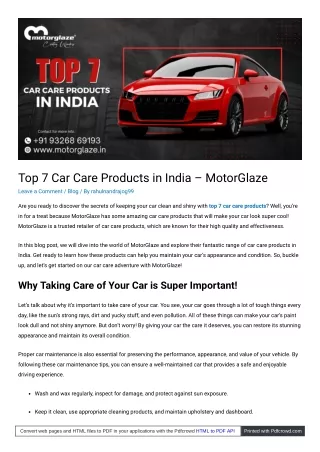 Top 7 Car Care Products in India – MotorGlaze