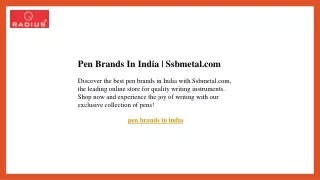 Pen Brands In India  Ssbmetal.com