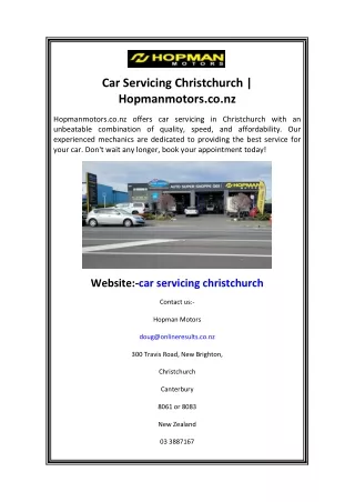 Car Servicing Christchurch Hopmanmotors.co.nz