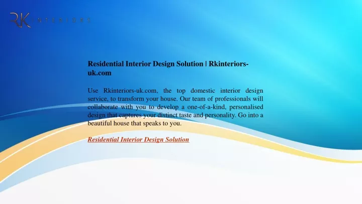 residential interior design solution rkinteriors