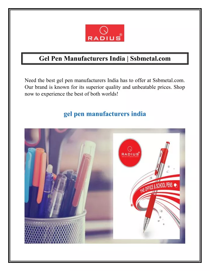 gel pen manufacturers india ssbmetal com