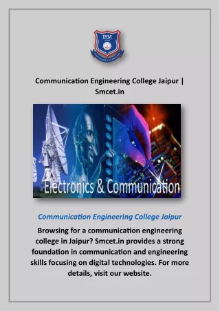 Communication Engineering College Jaipur | Smcet.in
