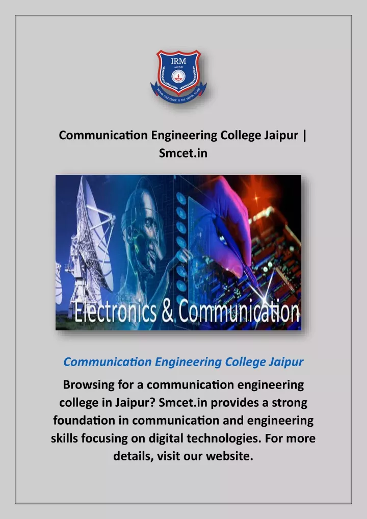 communication engineering college jaipur smcet in