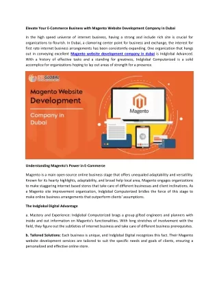 Magento website development company in dubai