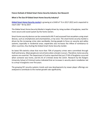future outlook of global smart home security