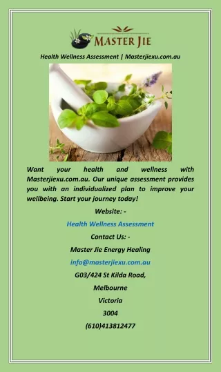 Health Wellness Assessment  Masterjiexu.com