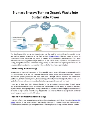 Biomass Energy: Turning Organic Waste into Sustainable Power