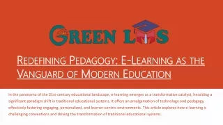 REDEFINING PEDAGOGY E-LEARNING AS THE VANGUARD OF MODERN EDUCATION
