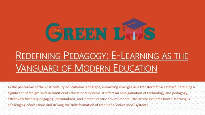 redefining pedagogy e learning as the vanguard of modern education