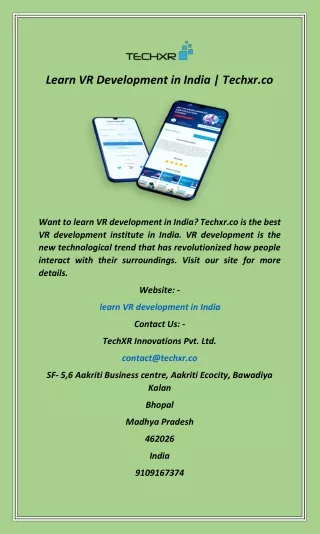 Learn VR Development in India  Techxr.co