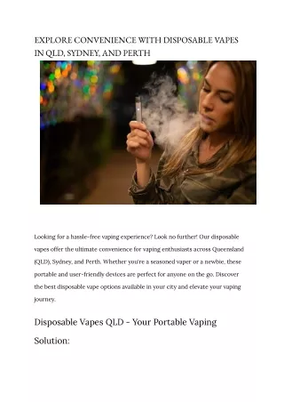 EXPLORE CONVENIENCE WITH DISPOSABLE VAPES IN QLD, SYDNEY, AND PERTH