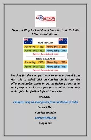 Cheapest Way To Send Parce From Australia To India  Courierstoindia