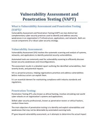 Vulnerability Assessment and Penetration Testing|VAPT|Cybersecurity