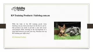 K9 Training Products  Safedog.com.au