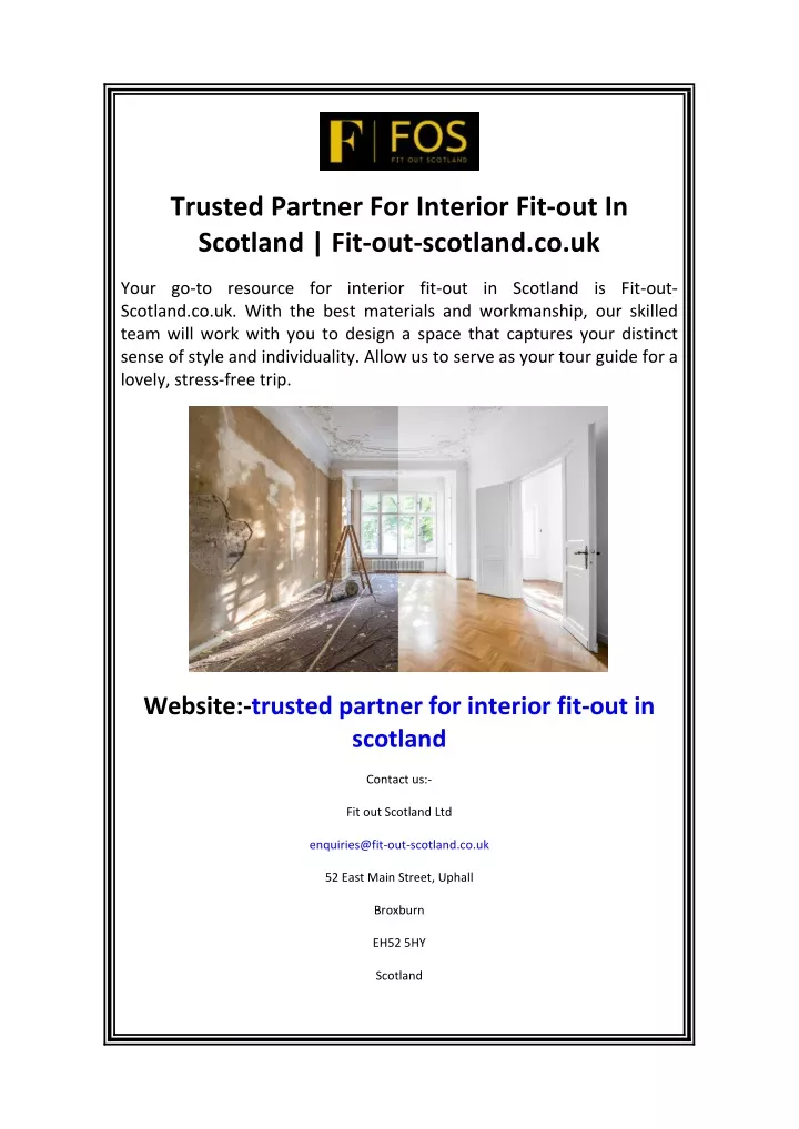 trusted partner for interior fit out in scotland