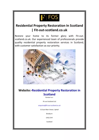 Residential Property Restoration In Scotland Fit-out-scotland.co.uk