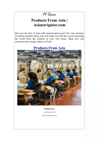 Products From Asia  Asianavigator.com