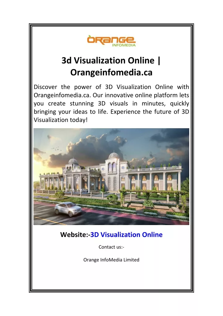 3d visualization online orangeinfomedia ca