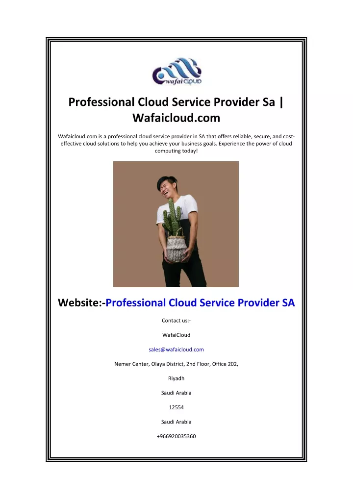 professional cloud service provider sa wafaicloud