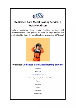 dedicated bare metal hosting services wafaicloud